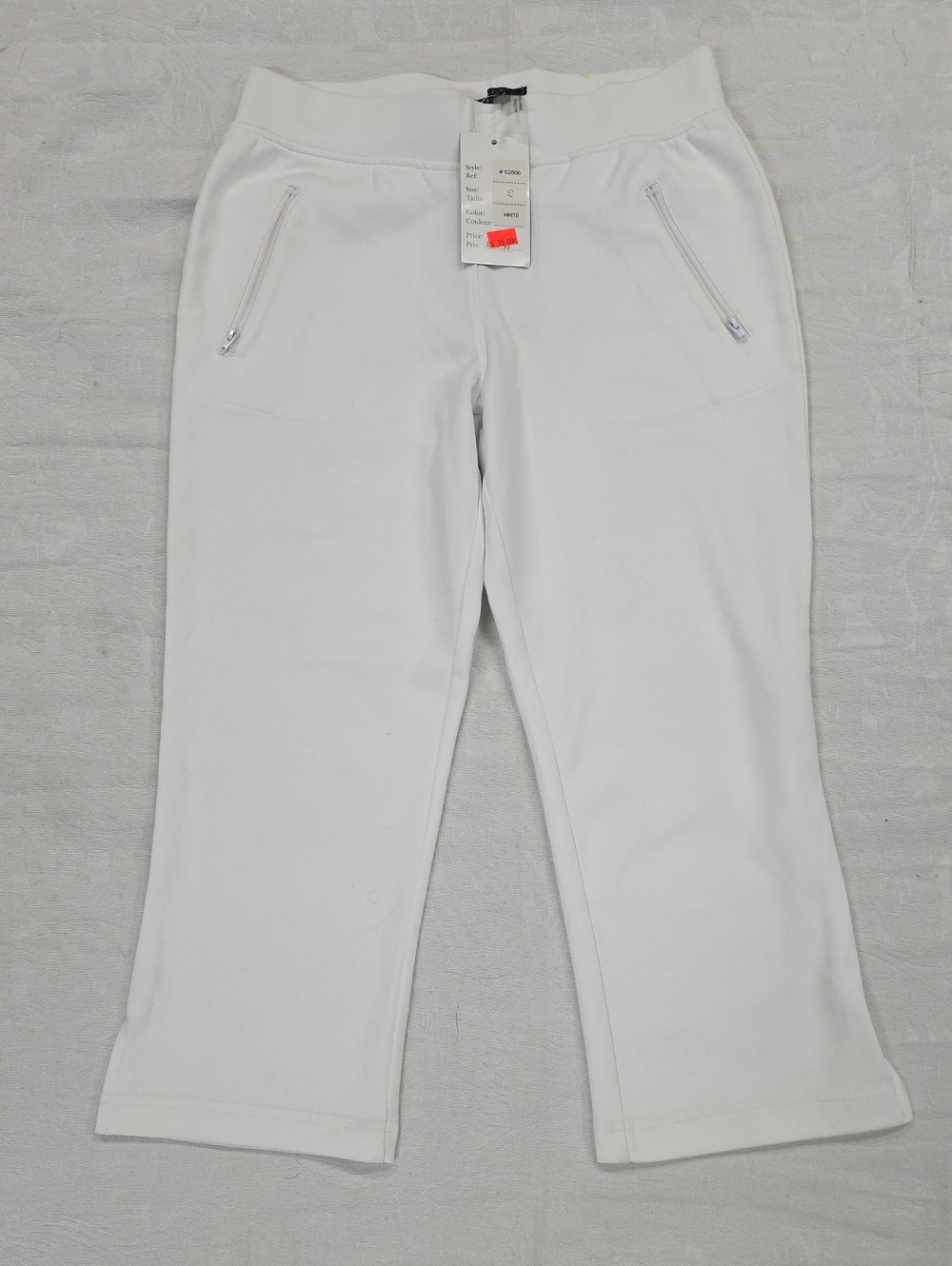 NWT Orly Sport White Pants with Zip Pockets - Size S - See Flaws